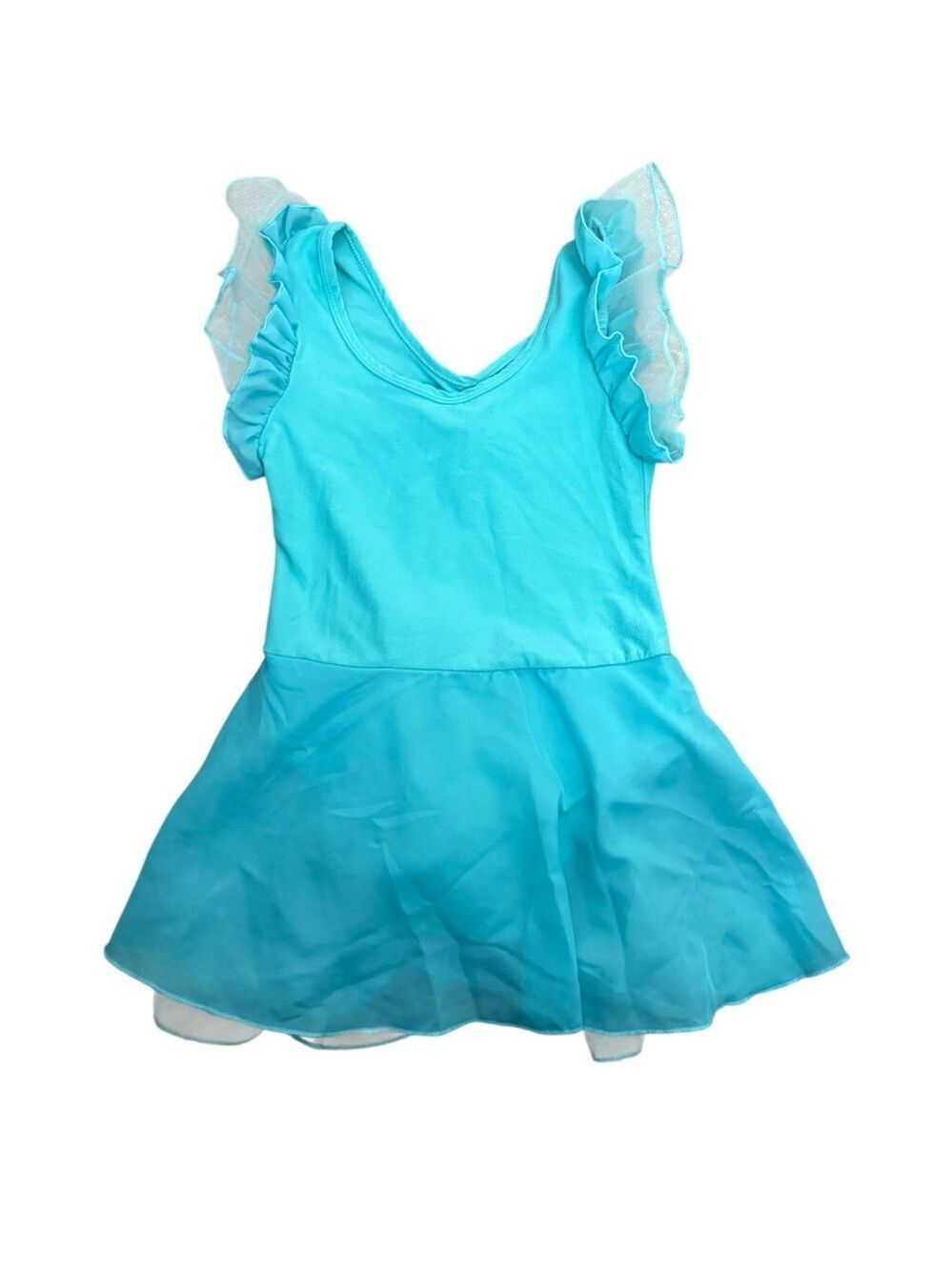 iEFiEL Girls Ballet Dance Dress Turquoise Chiffon Skirt Size M - Picture 3 of 4